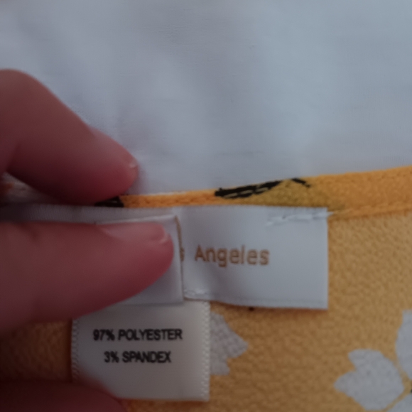 Monteau-Yellow Floral Ruffle Sleeve Faux Wrap Tie Blouse - Picture 7 of 10